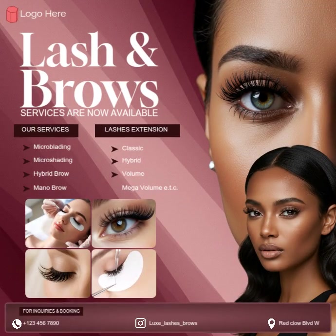 Brown Typographic Lash & Brow Salon Instagram Post template