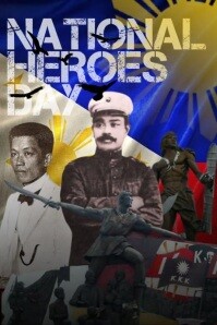 Brown Typographic National Heroes Day Poster template