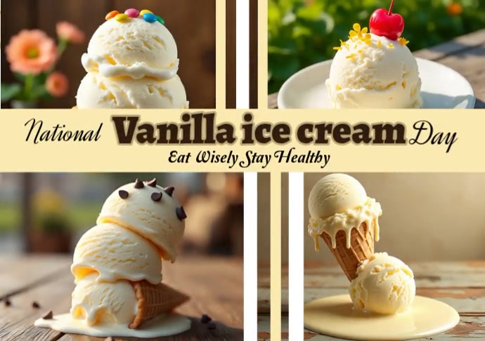 Brown Typographic National Vanilla Ice Cream Day  A4 template