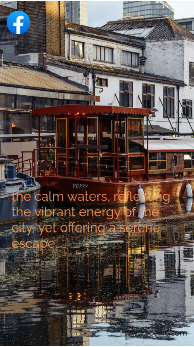 Brown Typographic Scenic Canal View With Boat In London Facebook Story ...