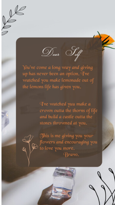 Brown Typographic Self Love Letter  Facebook Story template