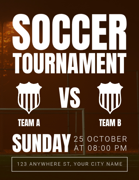 Plantilla de Brown Typographic Soccer Tournament Flyer | PosterMyWall