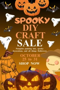 Brown Typographic Spooky Diy Craft  Poster template