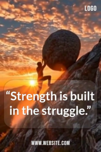 Brown Typographic Strength In The Struggle Motivation Video Poster template
