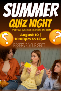 Brown Typographic Summer Quiz Night  Poster template