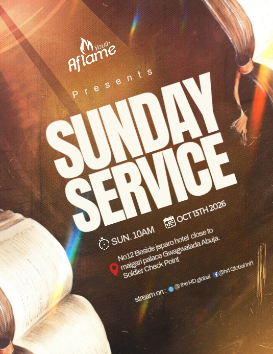 Brown Typographic Sunday Church Service Flyer Template | PosterMyWall
