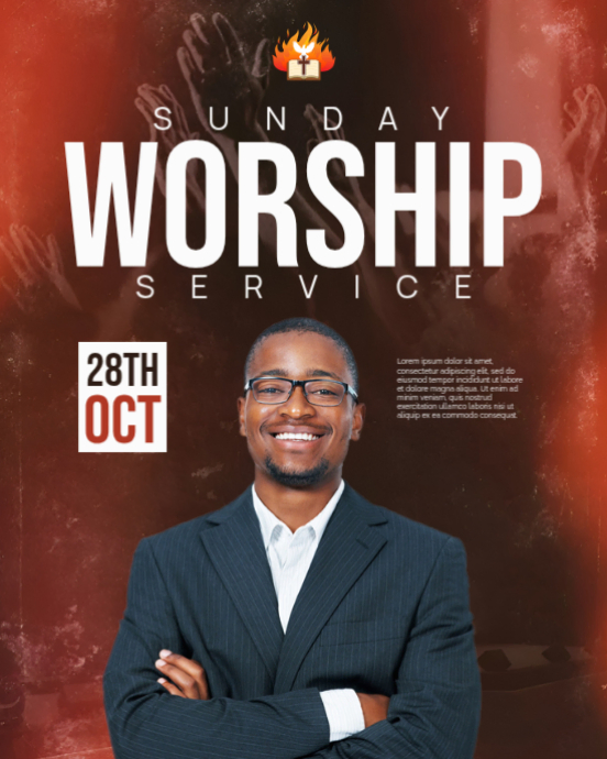 Brown Typographic Sunday Worship Service Instagram Portrait Template ...
