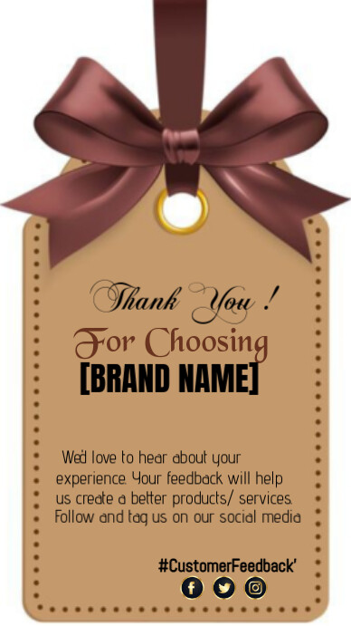Brown Typographic Thank You For Choosing Us Instagram Story Template ...