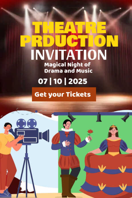 Brown Typographic Theatre Production Invitation Poster Template ...