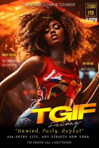 Brown Typographic Vibrant And Energetic Party Flyer For An Event Titled "tgif Friday  Pinterest Grap template