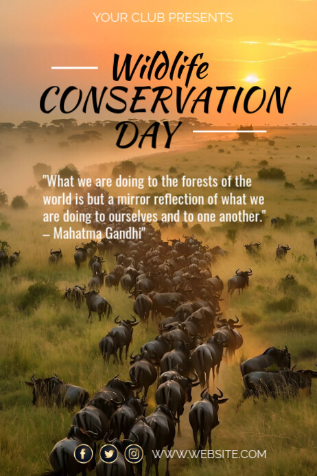 Brown Typographic Wildlife Conservation Day Poster Template | PosterMyWall