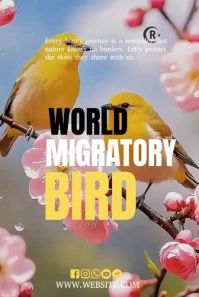 Brown Typographic World Migratory Bird Pinterest Graphic template