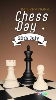 Brown Typography International Chess Day Digi Ecrã digital (9:16) template