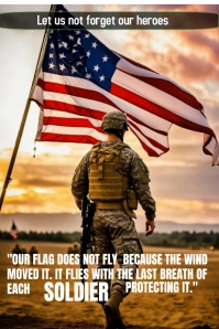 Brown  US Soldier (fallen Heros) Remembrance Poster template