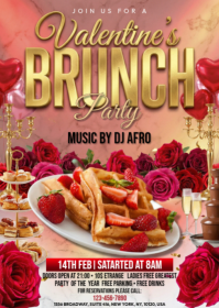 Brown Valentine's Brunch Party A6 template