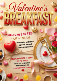 Brown Valentine's Day Breakfast A4 template
