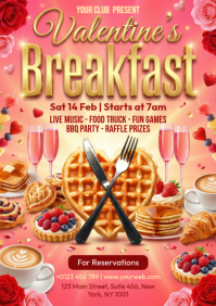 Brown Valentine's Day Breakfast A4 template