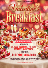 Brown Valentine's Day Breakfast Event A6 template