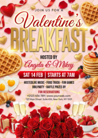 Brown Valentine's Day Breakfast Event A6 template