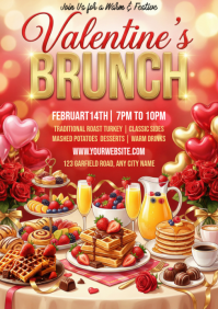 Brown Valentine's Day Brunch A5 template