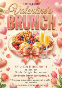 Brown Valentine's Day Brunch A5 template