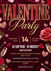 Brown Valentine's Day Party A6 template