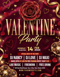 Brown Valentine's Day Party Flyer template
