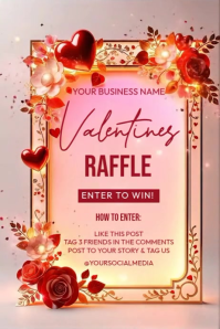 Brown Valentine's Day Raffle Poster template