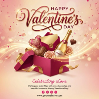 Brown Valentine's Day Square Video Quadrat (1:1) template