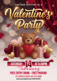 Brown Valentine's Party A6 template