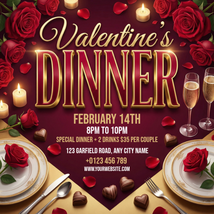 Copy of Brown Valentine's Dinner Event Instagram Post | PosterMyWall