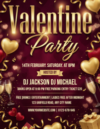 Brown Valentine Party Flyer ใบปลิว (US Letter) template