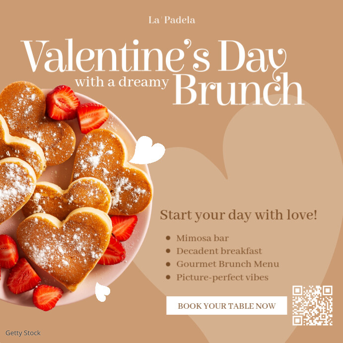 Brown Valentine’s Day Brunch Post Wpis na Instagrama template