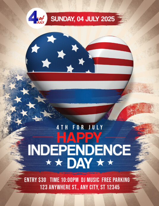 Brown Vintage 4th Of July Independence Day Flyer (us Letter) Template ...