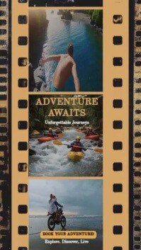 สีน้ำตาล Adventure Travel Promotion Facebook Story Template