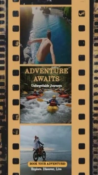 Brown Vintage Adventure Awaits: Book Your Unforgettable Journey Today! Facebook Story template