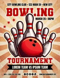 Brown Vintage Bowling Tournament Poster Flyer template
