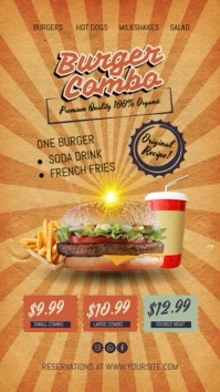 Brown Vintage Burger Fast Food Restaurant Instagram Reel template