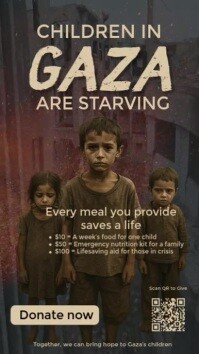 Brown Vintage Charity Drive To Gaza Children  Instagram Reel template