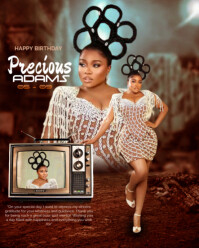 Brown Vintage Chic Retro Birthday Invite Instagram Portrait template