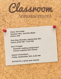 Brown Vintage Classroom Annoucment Flyer (us template