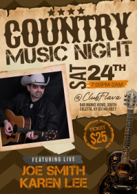 Brown Vintage Country Music A5 template