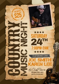 Brown Vintage Country Music A5 template