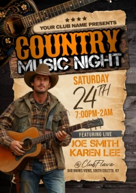 Brown Vintage Country Music A5 template