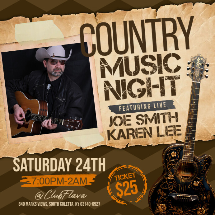 Brown Vintage Country Music Instagram Post template