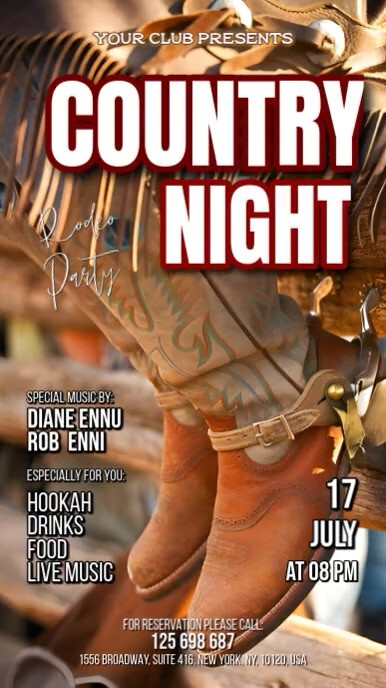 Brown Vintage Country Night Digital Display (9:16) template