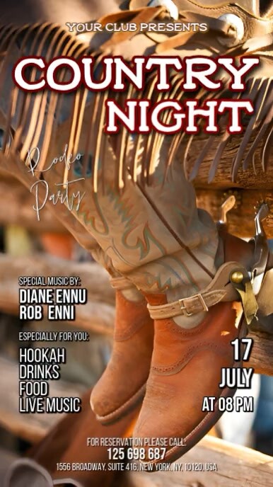 Brown Vintage Country Night Digital Display (9:16) template