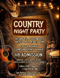 棕色 Country Night Party Løbeseddel Template