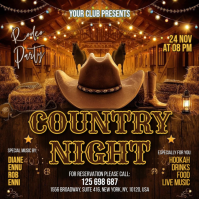 Brown Vintage Country Night Rodeo Party Square (1:1) template