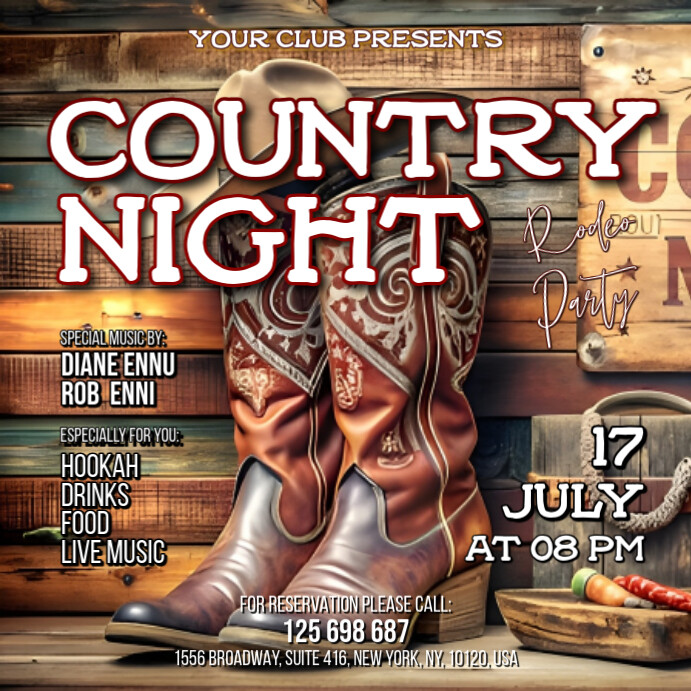 Brown Vintage Country Night Square (1:1) 方形(1:1) template